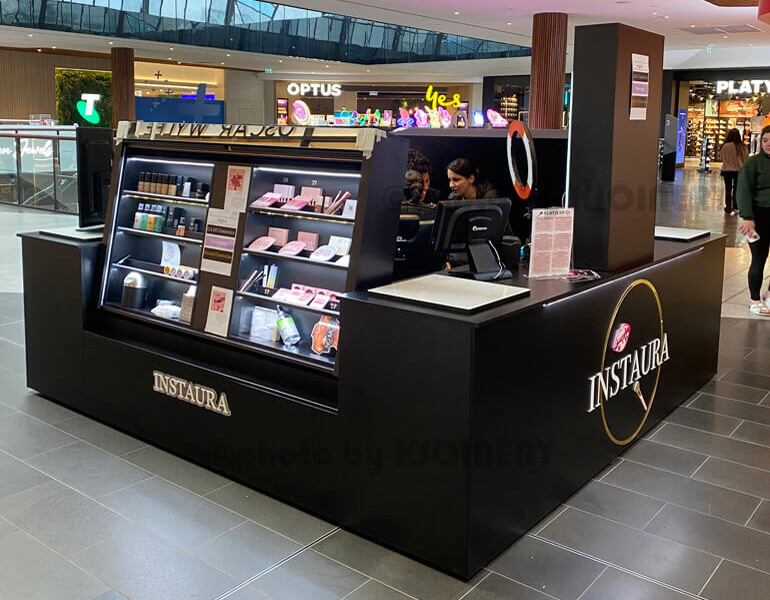 Black MDF retail shop fitting inside a Melbourne Westfield centre