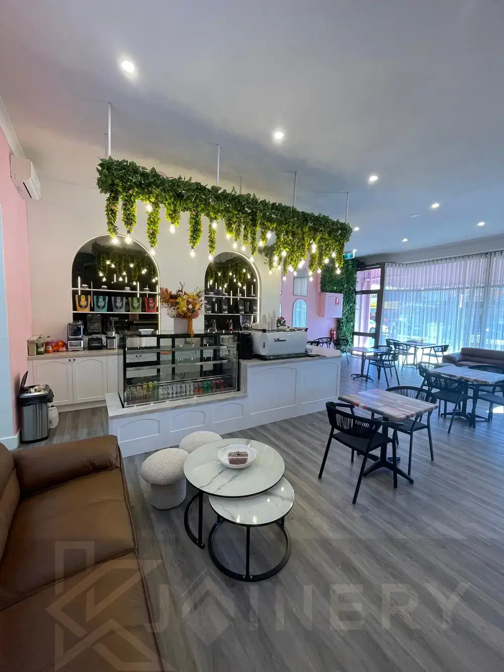 Melbourne cafe fitout with custom counter and joinery by KJoinery