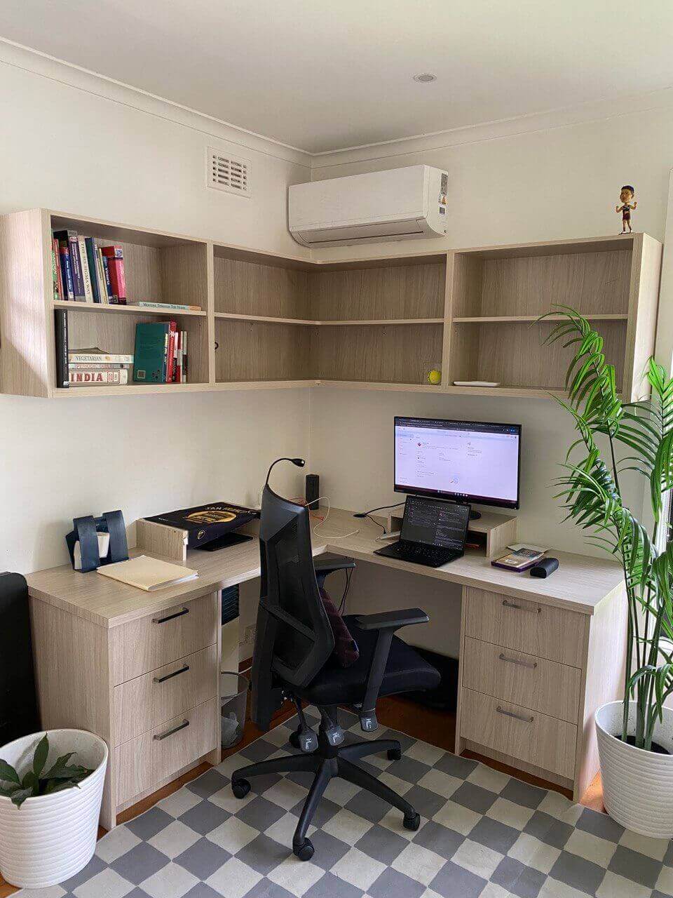 Built-in wardrobe with study desk integration