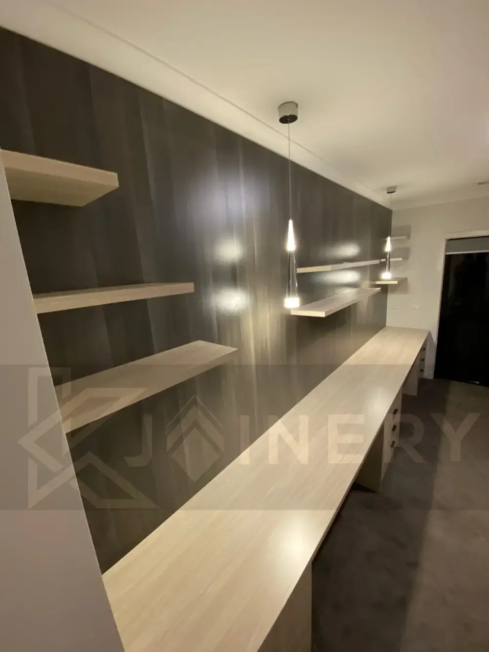 Finished custom study with a floating desk in Melbourne