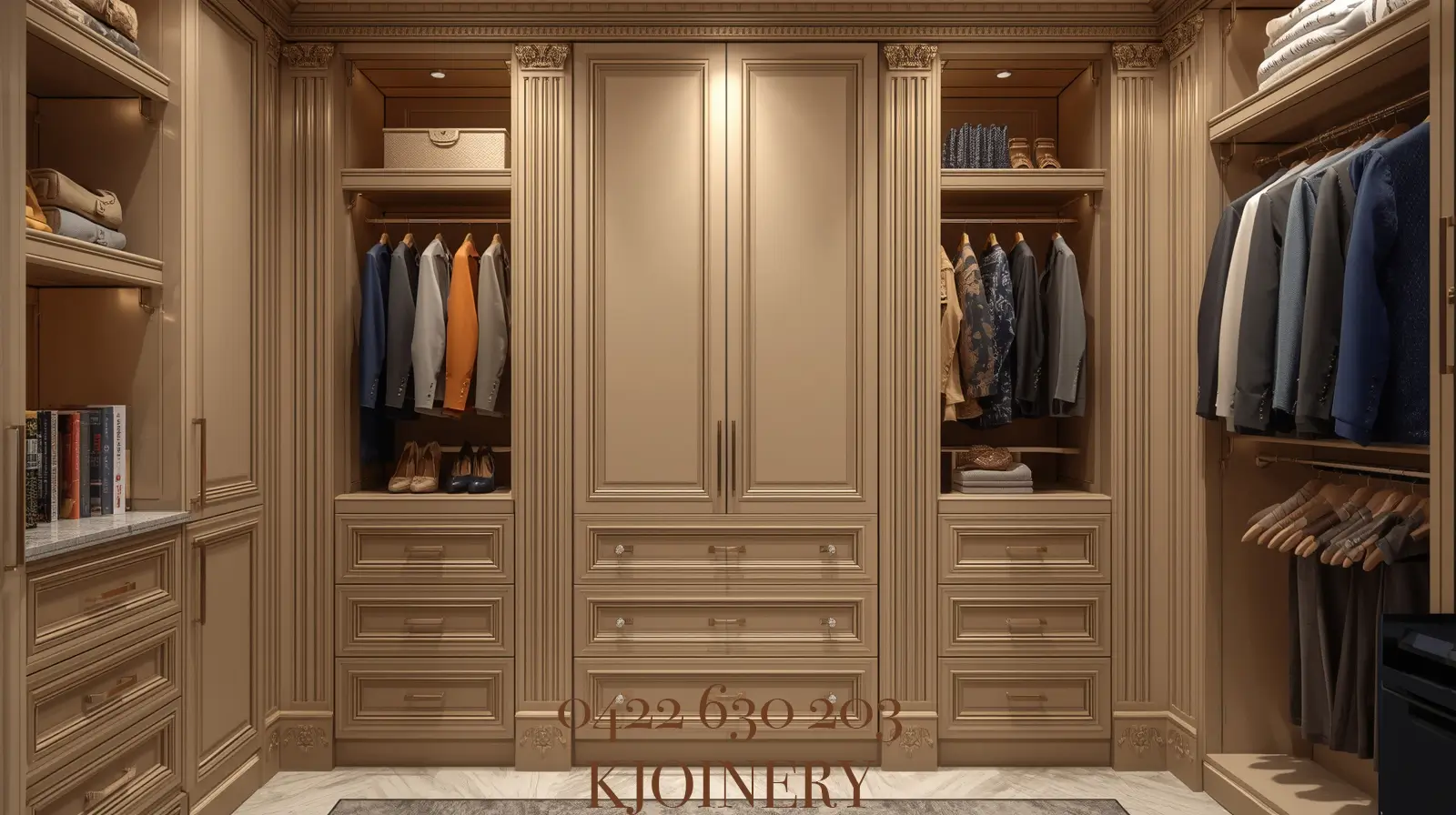 Custom built-in wardrobe with drawers in Balwyn Melbourne
