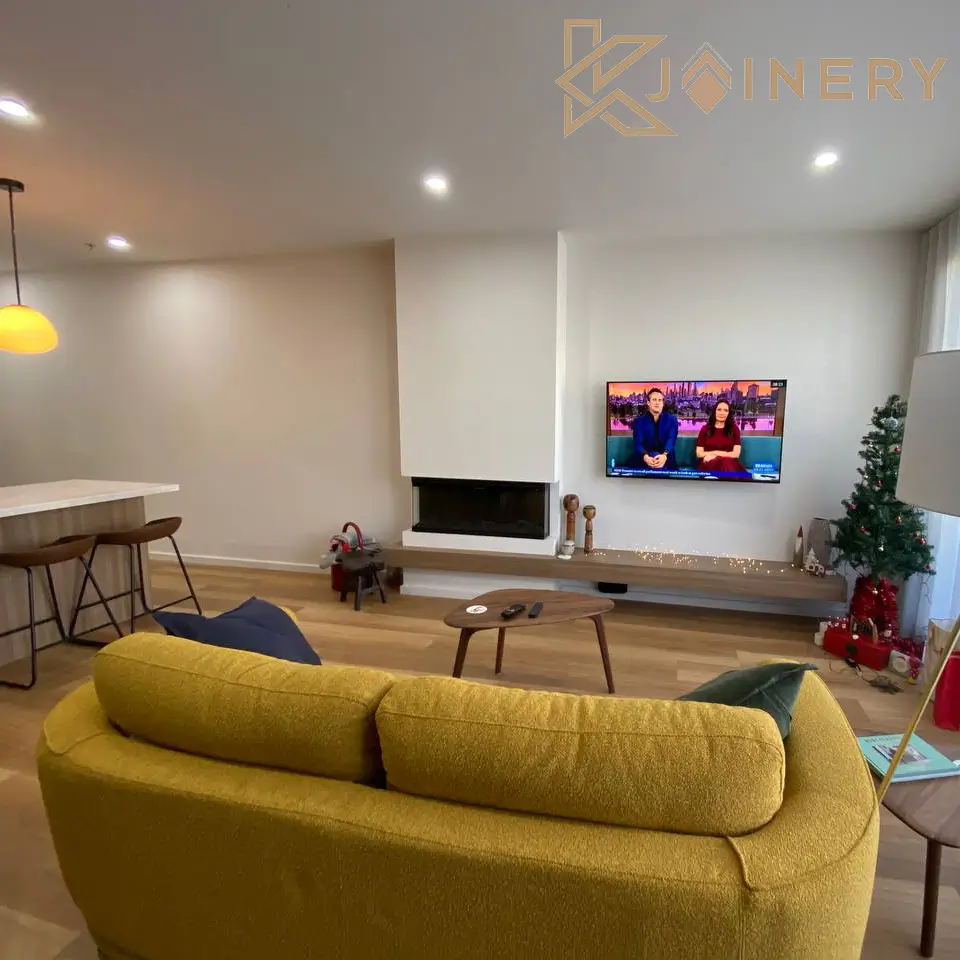 Wall-mounted TV unit with concealed cabling installed in Melbourne