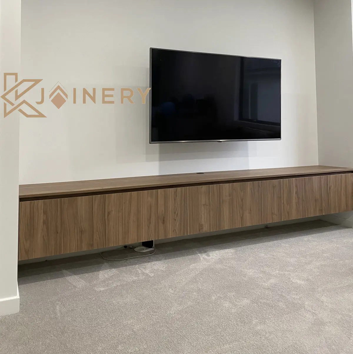 Custom TV and media wall unit in a Melbourne living room