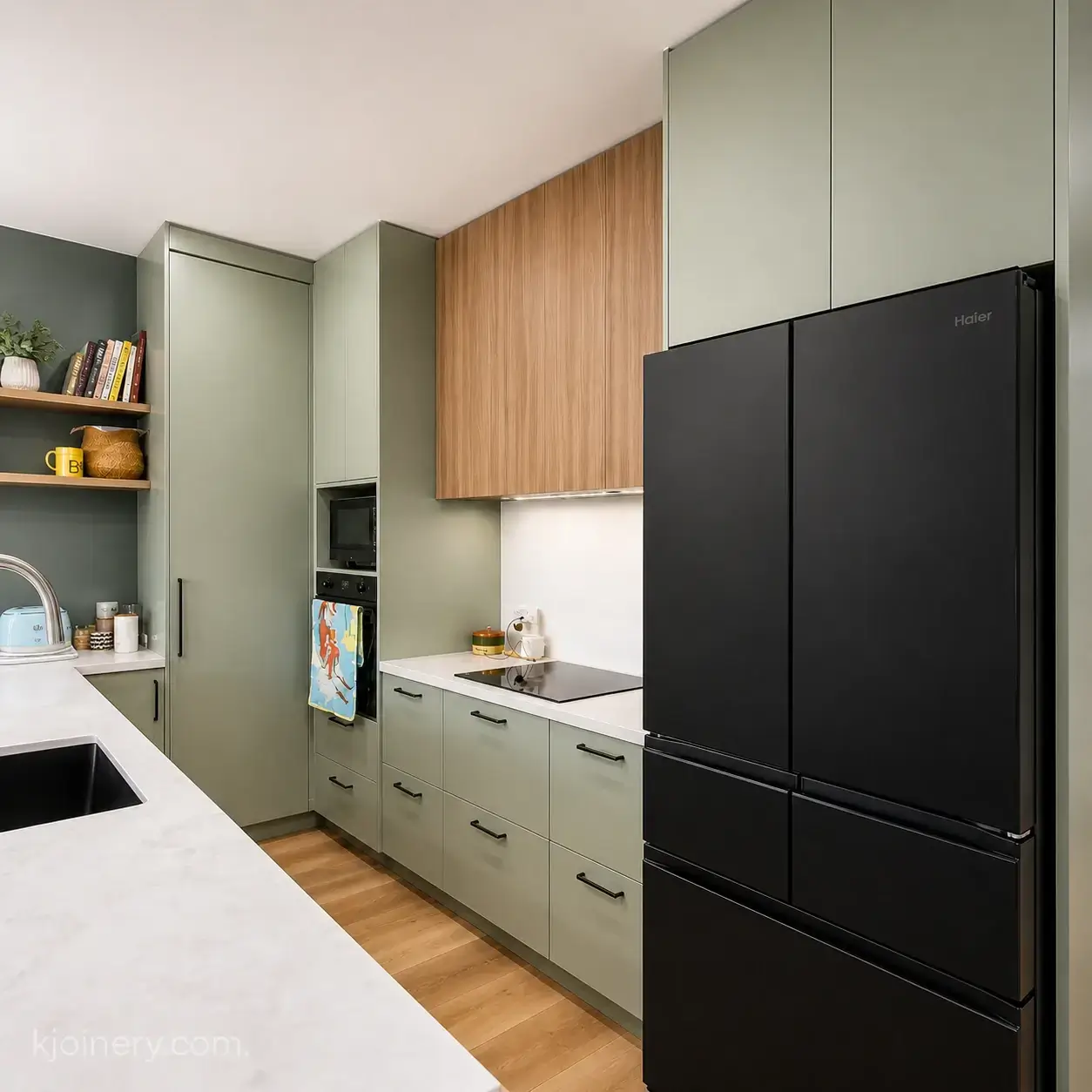 St Kilda home kitchen renovation — custom joinery with warm timber tones and premium finishes