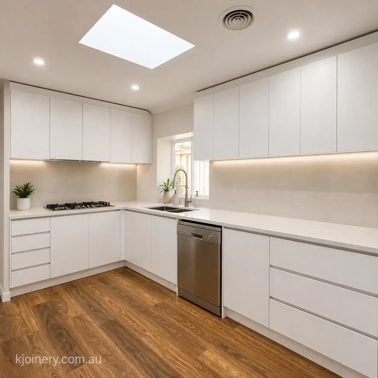 St Kilda waterfront home kitchen — custom joinery with open plan design and premium finishes