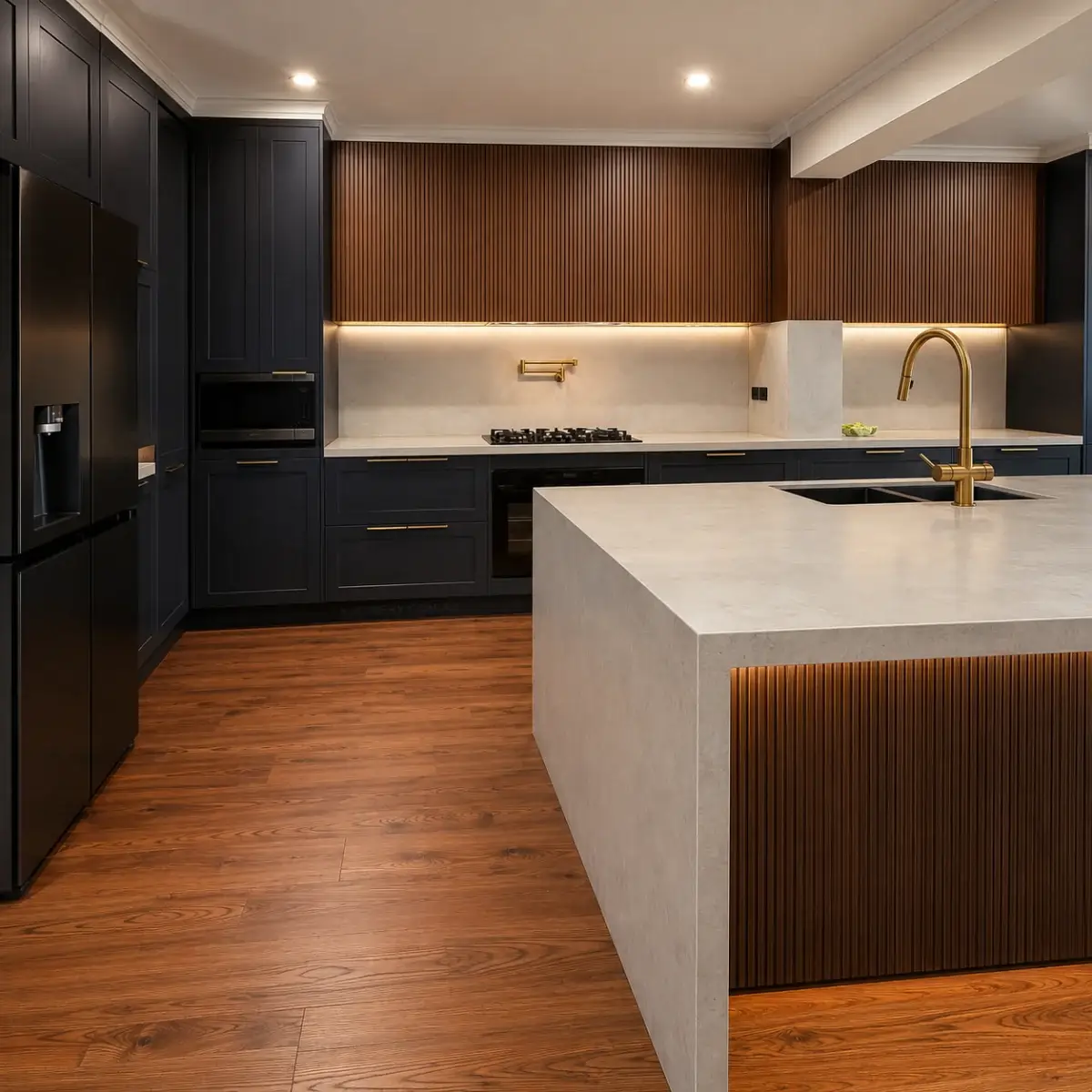 Entry bracket kitchen fit-out with laminate doors by KJoinery Australia
