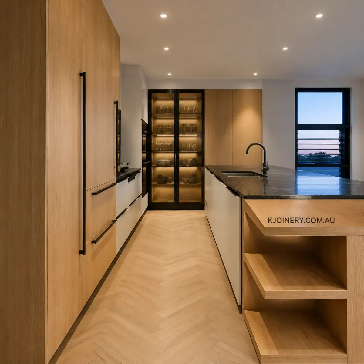 Custom cabinetry interior showing soft-close drawers and joinery detail by KJoinery Australia