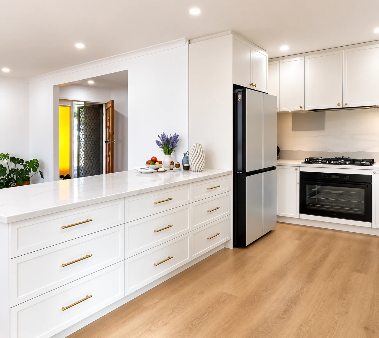 Shaker kitchen with engineered stone benchtop in Bulleen