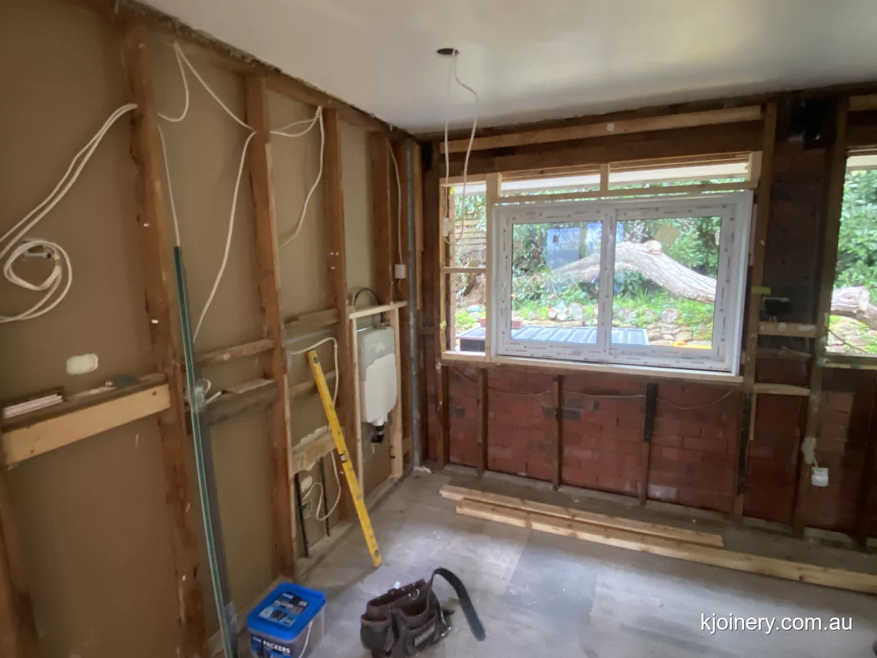 Electrical and plumbing rough-in during an Essendon kitchen renovation