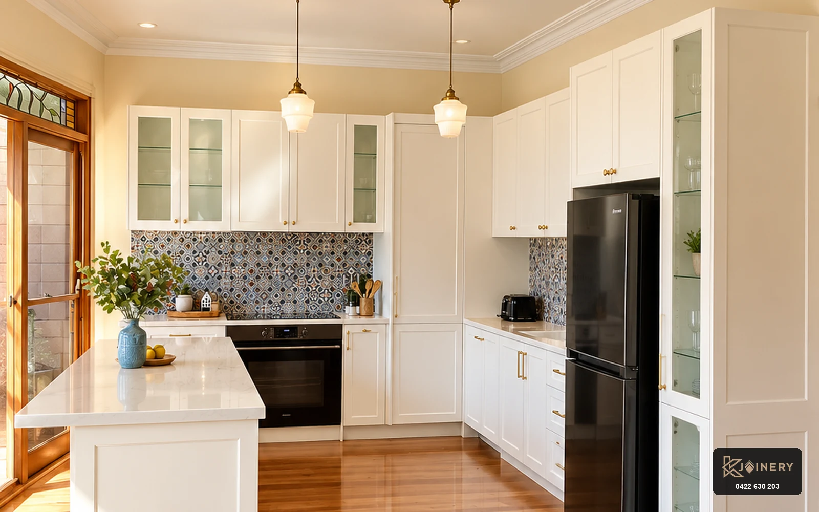 Kitchen Renovation West Footscray shaker cabinetry and marble island bench